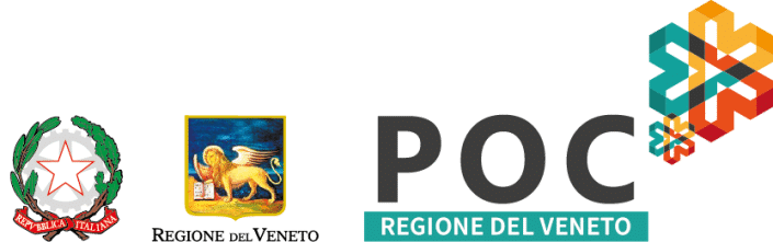 logo poc regione veneto a white rectangular sign with a colorful star and black text